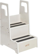 ECR4Kids Reach-Up Step Stool with Handles, Kids Furniture, White Wash by TinyTreasures Baby Boutique
