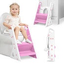 Easy Storage Potty Training Seat with Ladder, Adjustable Step and Toilet Seat Height, Easy-Grip Handles for Climbing, Foldable Portable Toddler Toilet Trainer, Perfect for Small Bathrooms by TinyTreasures Baby Boutique