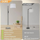 Floor Lamp, LED Floor Lamp with APP & Remote & Touch Control, Stepless Color Temperatures and Brightness, Tall Standing Lamp with Pleated Lampshade for Living Room, Bedroom, Office(Black Nickel) by CozyNest Decor