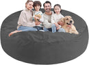 7FT Bean Bag Chair, Large Bean Bag Chairs with Memory Foam Filled, Fluffy Beanbag Sofa with Dutch Velvet Cover, Round BeanBag Chairs for Living Room, Playroom - Grey by TinyTreasures Baby Boutique