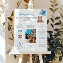 Generic Personalized Beary First Birthday Milestone Poster, Teddy Bear Photo Milestone Sign, Boho Bear Blue Party Stats Board, Design 06 by TinyTreasures Baby Boutique