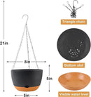 4 Pack Plastic Hanging pots for Plants Indoor,8 Inch Plant Pot Indoor Outdoor Hanging Baskets,Hanging Flower Pots with Drainage Holes and Chain for Garden Porch Plants(Black) by CozyNest Decor