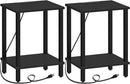 TUTOTAK End Table with Charging Station, Set of 2, Side Table with USB Ports and Outlets, Nightstand, 2-Tier Storage Shelf, Sofa Table for Small Space, Living Room, Bed Room TB01BK041 by CozyNest Decor