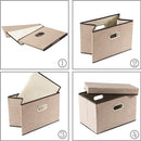 PRANDOM Collapsible Storage Cubes with Lids [3-Pack] Jute Fabric Foldable Storage Boxes Organizer Containers Baskets Bins with Cover for Home Bedroom Closet Office Nursery (14.9x9.8x9.8) by TinyTreasures Baby Boutique