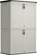 Greesum Outdoor Storage Shed Without Divider, 45 cu.ft Outdoor Waterproof Storage Cabinet for Garden Tools, Pool Storage, Garbage Cans, Beige by GreenHaven Gardens