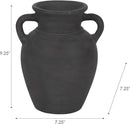Sagebrook Home Black Boho Terracotta Vase - Amphora-Style Decorative Flower Holder for Home, Office & Living Room - 9" Black by GreenHaven Gardens