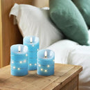 Homemory Flameless Candles with String Lights, 3 Pack Embedded Fairy String Lights LED Candles, Electric Flickering Candles with Remote Control and Timer, Real Wax, Blue by CozyNest Decor