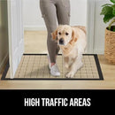 GORILLA GRIP 100% Waterproof All-Season WeatherMax Doormat US Designed Natural Rubber, Stain and Fade Resistant, Low Profile Indoor Outdoor Door Mats, Easy Clean Patio Mat, 17x29, Taupe Grid by CozyNest Decor