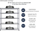 60"x18"x72" Prime Heavy Duty Black 5-Tier Wire Shelving NSF 4000 LBS MAX Capacity Storage Rack for Commercial, Hospital, School, Garage, and Kitchen Uses (with Wheels) by CozyNest Decor