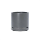 D'vine Dev 3.5 Inch Ceramic Planter Pot with Drainage Hole and Saucer, Indoor Cylinder Round Planter Pot, Speckled Grey, 94-O-A-3 by GreenHaven Gardens