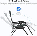 Nazhura Set of 2 Relaxing Recliners Patio Chairs Adjustable Steel Mesh Zero Gravity Lounge Chair Beach Chairs with Pillow and Cup Holder (Dark Green) by CozyNest Decor