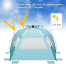 Oileus XX-Large Pop Up Beach Tent Sun Shelter for 5-6 Person Portable Sun Shade Instant Tent for Beach with Carrying Bag, Stakes, 6 Sand Pockets, Anti UV for Fishing Hiking Camping Sky Blue by TinyTreasures Baby Boutique