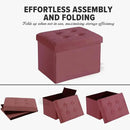 LINMAGCO Storage Ottoman Folding Foot Stool Velvet Footrest with Padded Modern Ottoman with Storage for Living Room Puppy Step Stool 17x13x13in(Jelly Pink) by CozyNest Decor