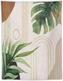 Abstract Boho Tapestry, Mid Century Tropical Tree Leaves Modern Geometric Arch Bohemian Botanical Tapestry, Home Aesthetic Wall Hanging Art Decor for Living Room Bedroom Dormitory 60x60 Inch by CozyNest Decor