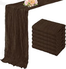 10FT 6 Pack Brown Cheesecloth Table Runner 20 x 120 Inch Long Boho Fabric Rustic Cheese Cloth Table Runner for Wedding Bridal Shower Baby Shower Gauze Sheer Birthday Party Table Decorations by CozyNest Decor