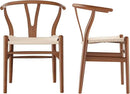 Tomile Solid Wood Wishbone Chair Y Chair Mid-Century Armrest Dining Chair, Hemp Seat (Ash Walnut Color, Pack of 2) by CozyNest Decor