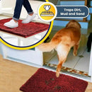 Muddy Mat® 4-Piece Red Medium 30"X19" AS-SEEN-ON-TV Highly Absorbent Microfiber Door Mat, Bath Mat and Pet Rug, Non Slip Thick Washable, Soft Chenille for Kitchen Bathroom Bedroom Indoor and Outdoor by CozyNest Decor