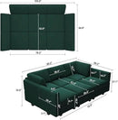 Belffin Modular Velvet Sectional Sofa with Chaise Lounge Sectional Sleeper Sofa with Storage Chaise Bed Couch for Living Room Green by CozyNest Decor