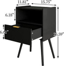 Nightstand,Modern Bedside Table with Storage Drawer and Open Wood Shelf, Accent Night Stand with Solid Wood Legs for Living Room, Bedroom and Small Spaces,Easy Assembly (Black) by CozyNest Decor