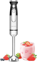 Handblender with Plug,Immersion Blender Handheld, Heavy-Duty Copper Motor, Detachable Stainless Blade Dishwasher Safe, 2 Modes with Pulse,Infinitely Variable Speed, Space-Saving Design by TinyTreasures Baby Boutique