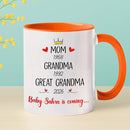 Mom Grandma Promoted To Great Grandma Coffee Mug Cup 11 15 Oz, Personalized New Great-Grandmother Ceramic Coffee Cup EST. 2026, Customized Choose Name White Accent Mug Gift For Pregnancy Announcement by TinyTreasures Baby Boutique
