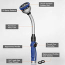 RESTMO Watering Wand Heavy Duty, Metal Garden Hose Wand with 10 Spray Patterns, 15-Inch Long Hose Nozzle Sprayer with Thumb Flow Control, Ideal to Water Hanging Baskets and Shrubs, Blue by GreenHaven Gardens