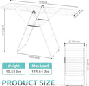 APEXCHASER Clothes Drying Rack, Oversized Drying Rack Clothing with Height-Adjustable, Foldable Gullwings Metal Laundry Rack, Indoor Outdoor Use, No Assembly, White by CozyNest Decor