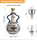 Ceramic Olive Oil Dispenser Bottle 23oz with Handles, Hand Painted Multi-Use Oil Cruet & Flower Vase, Decorative Stoneware Kitchen Cruet with Stainless Steel Spout for Oils, Sauces, Vinegar (B) by CozyNest Decor