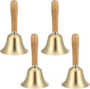 SINJEUN 4 PCS 6 Inch Brass Hand Bell, Solid Brass Hand Call Bells with Wooden Handle, Loud Ringing Bell Restaurant Call Service Bell for Christmas, School, Home, Restaurant, Bride Wedding by TinyTreasures Baby Boutique