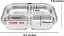 Korean Stainless Steel Divided Plates by KS&E, Little Kids Toddlers Babies Tray, BPA Free, Diet Food Control, Compact Serving Platter, Dinner Snack, 4 Compartment Plate Silver, Set of 2 by TinyTreasures Baby Boutique