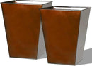 Worth Garden Large Metal Glazed Floor Planter Set of 2-14" Dia x 18" H - Luxurious Glossy Finish Red Tall Square Tapered Steel Plant Pots, Decor Flower Pot Indoor & Outdoor, Drainage Hole by CozyNest Decor