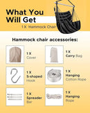 ADVOKAIR Hammock Chair Swing & Cover Set (500 lbs Max) – Hanging Rope Swing for Bedroom, Outdoor, Patio, Porch with Sturdy Steel Bar & Anti-Slip Rings + All-Weather Rain Cover for Storage Protection by GreenHaven Gardens