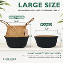 Basket Planter – Woven Seagrass Plant Pot for Tall Indoor Artificial Plants, Wicker Rattan Planters for Boho Decor 9-10 Inches (Black Bottom, Large) by GreenHaven Gardens
