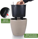 Dexceder 11x10 Inches Self Watering Planter Indoor Outdoor, Inner Pot Design, Thickened Table Flower Plant Pot with Water Level Indicator (Taupe Matte) by CozyNest Decor