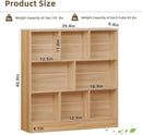 LEYAOYAO 8 Cube Bookshelf with Wood Base,Natural 3 Tier Mid-Century Modern Bookcase,Standing Wide Bookshelves Storage Organizer Shelf,Rustic Display Cabinet Book Shelves for Bedroom,Living Room by CozyNest Decor