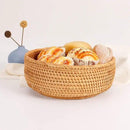 Hadewoven Round Rattan Fruit Basket Wicker Food Tray Weaving Storage Holder Dinning Room Bowl, 10 Inch Woven Bread Basket Key Bowls with 4”Wall for Table, Countertop (Large 9.8") by CozyNest Decor