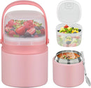 2 - in - 1 Soup Thermo for Hot Food 14oz with Snack Box Container Leak Proof Insulated Lunch Container Kids and Adults Stainless Steel Double Wall Vacuum Wide-mouth Thermal with Spoon and Handle by TinyTreasures Baby Boutique