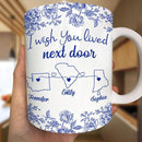 Personalized Mug - Chinoiserie Toile I Wish We Lived Closer - Trendy France-China Inspired Design - Christmas Birthday Gift for Girl Friends Besties BFF Best Friend Wildflower Floral Frame by TinyTreasures Baby Boutique