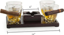 The Wine Savant Cigar Glasses Tray & Ash Tray, 4 Whiskey Cigar Glasses