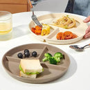 9" Unbreakable Divided Plates Set of 5, Wheat Straw Plate Reusable Dinnerware Portion Control Plate, Round Bariatric Plastic Plate for Kids Adults, BPA-free, Dishwasher Safe by CozyNest Decor