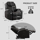 Power Recliner Chair with Heat and Massage, PU Leather Home Theater Seating with LED Lights/Cup Holders/Side Pocket/USB Port, Reclining Sofa Chair for Living Room (1, Brown) by CozyNest Decor