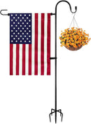 TOPFLAGS Garden Flag Stand with American Flag Garden Flag Metal Yard Flag Holder Pole Stake Small Flag Stands for Garden Flags 12 x 18 by CozyNest Decor