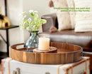 Extra Large Round Serving Tray, 20INCH, Heavy Duty Acacia Wood Trays for Big Ottoman Coffee Table Counter Giant Decorative Organizer Tray, Huge Kitchen Serveware Cheese Board Charcuterie Tray by CozyNest Decor