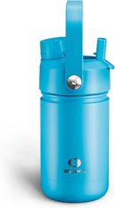 Kids Insualated Water Bottle with Straw - 12oz Stainless Steel Water Bottle with Dual Spouts, Leak-Proof, BPA-Free, Double Wall Vacuum Keeps Cold for 24 Hours for Sports, Travel, School (Azure Blue) by CozyNest Decor