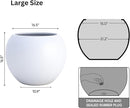 DTY Signature Mount Sherman Lightweight Durable Modern Fiberstone Sphere Planter for Indoor & Outdoor Drainage Hole & Rubber Plug Weather Resistant, 17" H x 21" Dia, 14.4" Opening - Large, White by CozyNest Decor