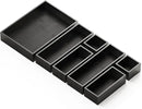 SpaceAid 7-Piece Bamboo Drawer Organizer Storage Boxes Set, Wood Tray Junk Drawer Organizers Multi-Use Divider Bins for Kitchen, Bathroom, Office Desk and Makeup Organization (7 Pack, Black) by CozyNest Decor