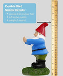 Gnometastic Middle Finger Gnome, 8.45in Tall - The Original Double Bird Garden Gnome Statue - Outdoor Funny Gnome Decoration and Lawn Ornament by GreenHaven Gardens