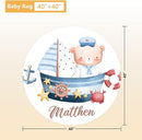 Custom Baby Bedding Set, 5 Pcs Customized Nursery Bedding Set with Name, Comfortable Double Layer Crib Sets for Boys Girls, Personalized Gifts for Infants Toddlers New Parents, Sailing Bear by TinyTreasures Baby Boutique