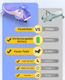 FanttikRide 6V N7 Classic Electric Wiggle Car with Pedal, Rechargeable Battery, Ride on Toys, Swing Car, 2 Speeds, Anti-Rollover, Flashing Light Wheels, Bluetooth, for Ages 3 and Up, 150 Lbs, Pink by TinyTreasures Baby Boutique