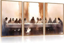 Aurlan Jesus Last Supper Bible Story Wall Art(16"x24"), 3PCS Boho Christ Christian Easter Gifts Canvas Artwork, Neutral Spiritual Religious Faith Decor Prints for Office Home by CozyNest Decor